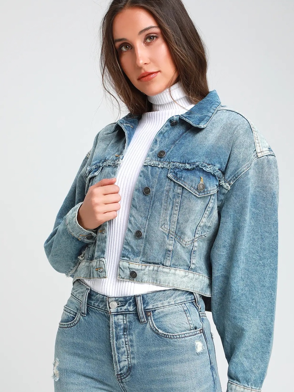 Free People Bedford Cropped Jean Jacket EUC
